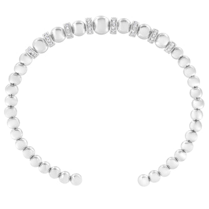 Sterling silver bead bracelet with diamond-studded rondelle spacers and smooth ball beads on Tampa Home & Garden Store