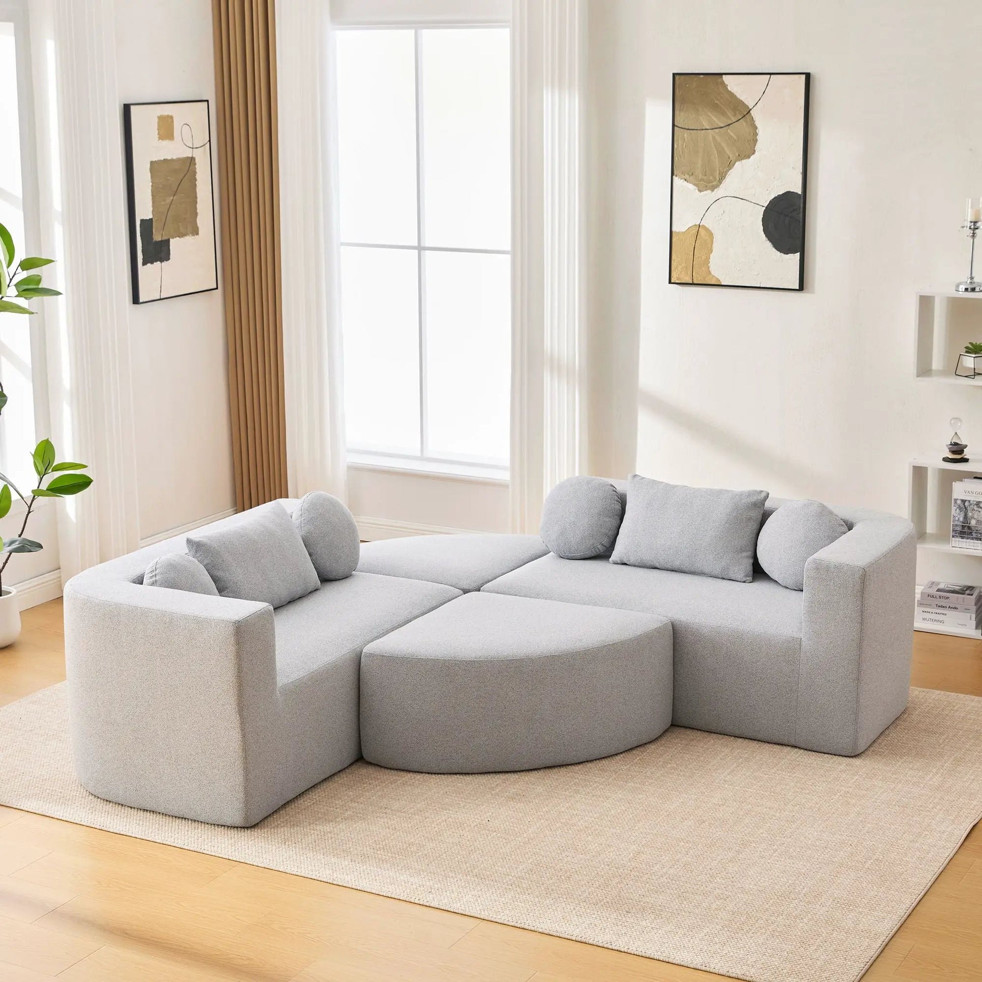 Boneless Couch Modular Sectional Sofa by Unique Piece Furniture with deep seating in gray fabric on Tampa Home & Garden Store