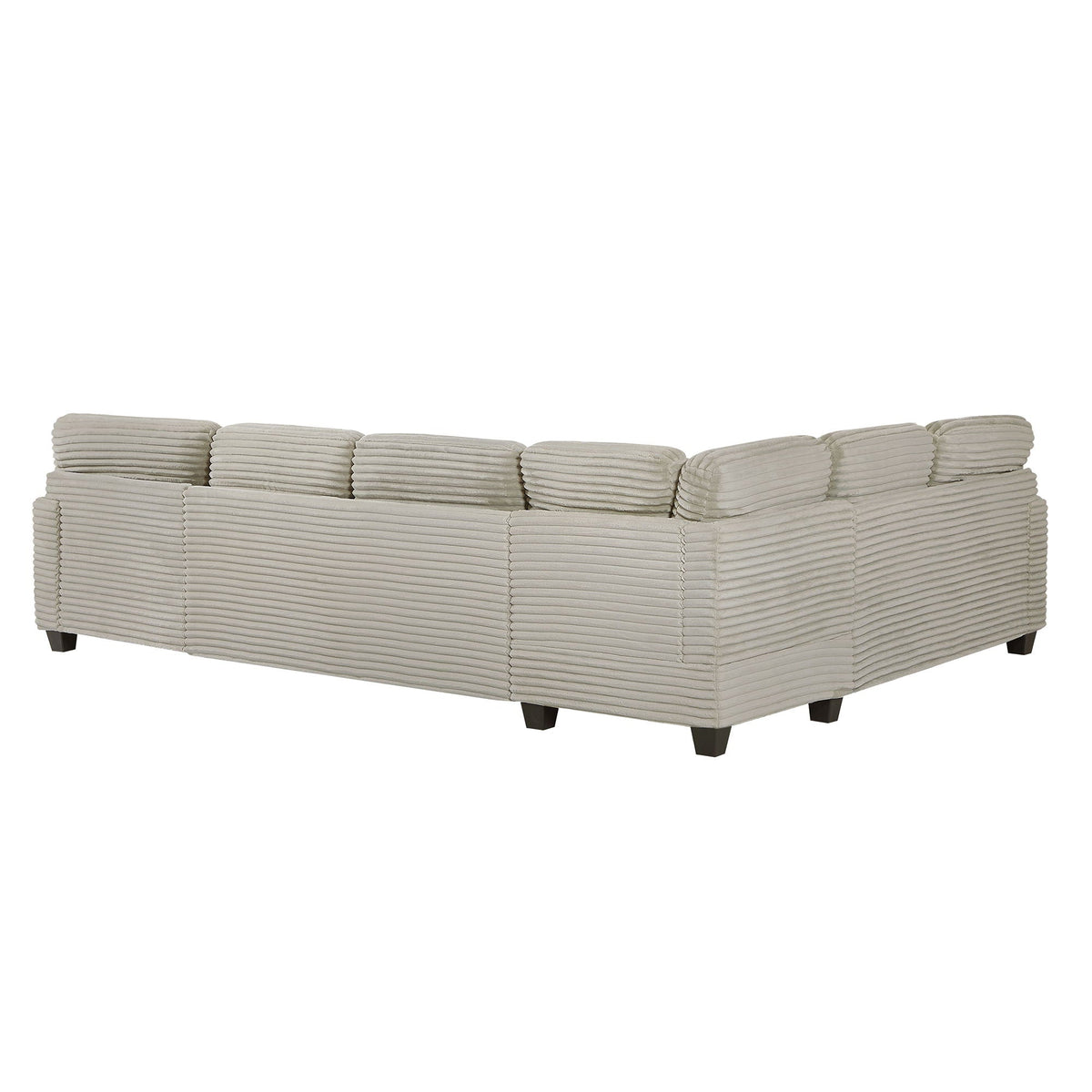 U-shaped sectional sofa with movable ottoman in beige ribbed fabric by HouseOfZazla on Tampa Home & Garden Store
