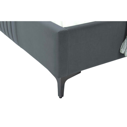 Promenade upholstered bed in gray fabric with slats and curved metal legs HouseOfZazla on Tampa Home & Garden Store