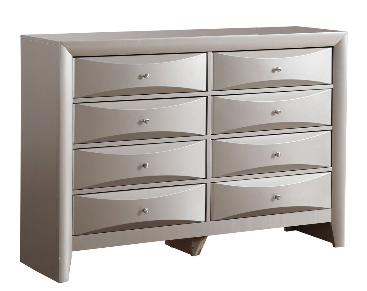 Marilla dresser with molded resin curved-front drawers in soft gray on Tampa Home & Garden Store