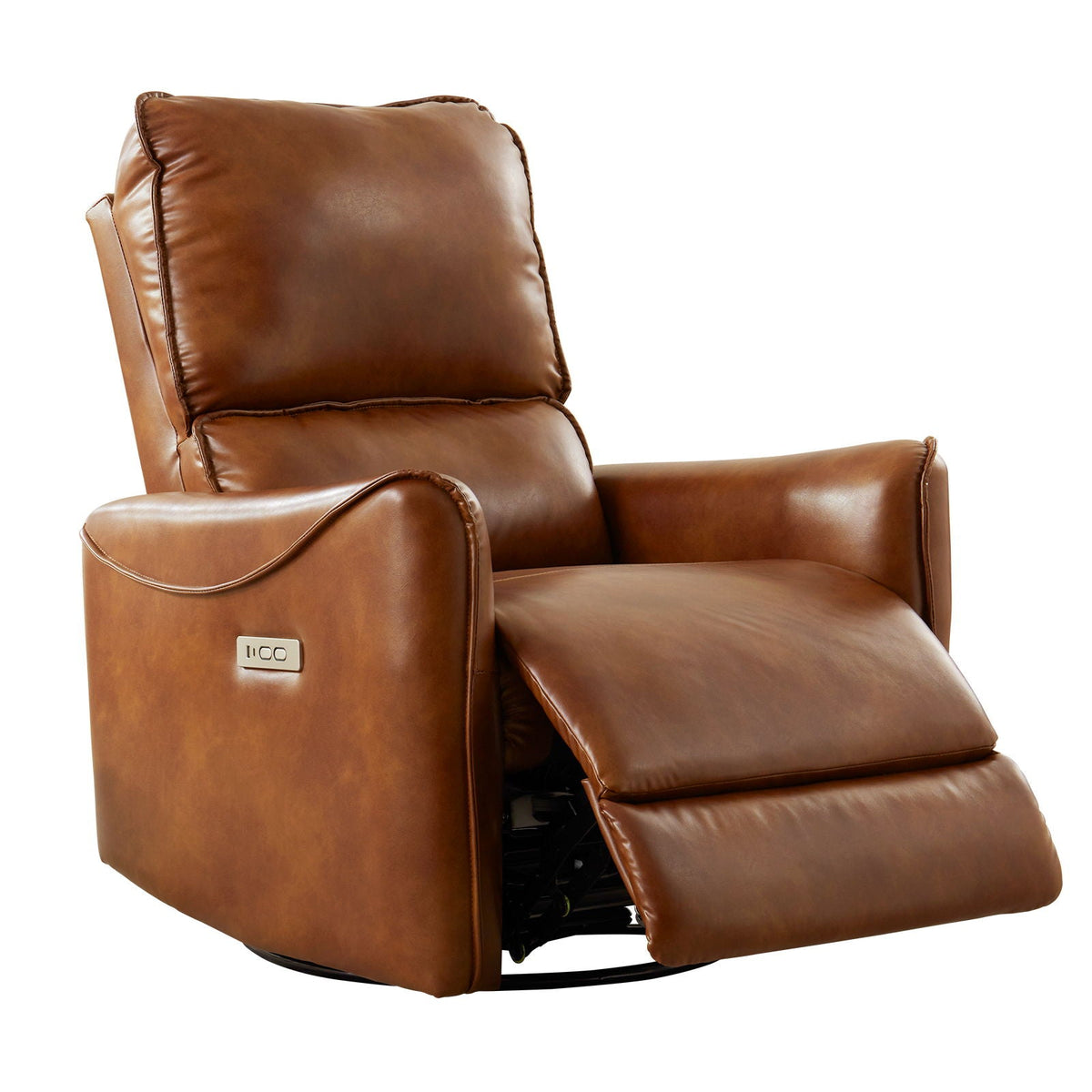 Electric recliner chair with rocker and swivel function in brown leather by HouseOfZazla on Tampa Home & Garden Store