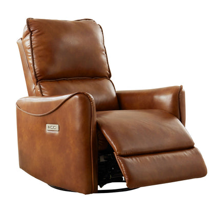 Electric recliner chair with rocker and swivel function in brown leather by HouseOfZazla on Tampa Home & Garden Store