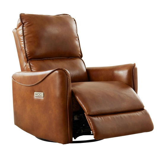 Electric recliner chair with rocker and swivel function in brown leather by HouseOfZazla on Tampa Home & Garden Store