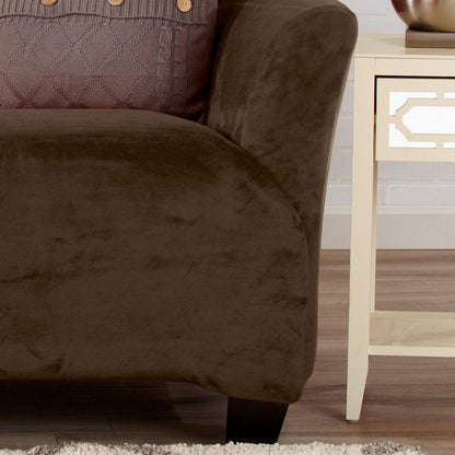 Velvet Stretch Slipcover Gale Collection in rich brown by Great Bay Home on Tampa Home & Garden Store