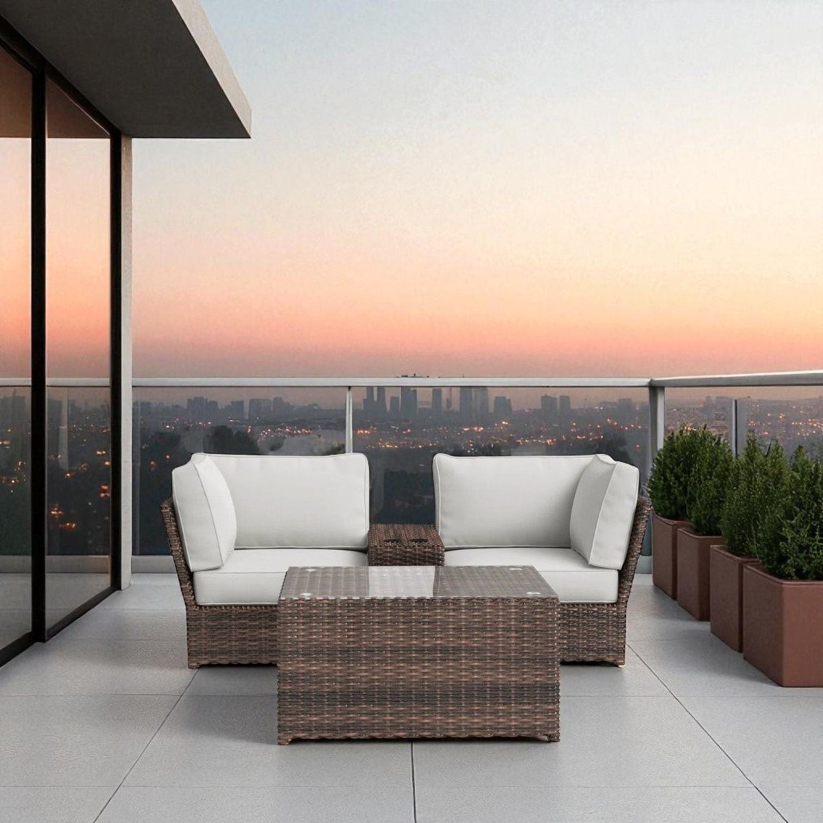 Comfortable Modern Patio Rattan Sectional Set With Cushions, 2-piece, HouseOfZazla on Tampa Home & Garden Store