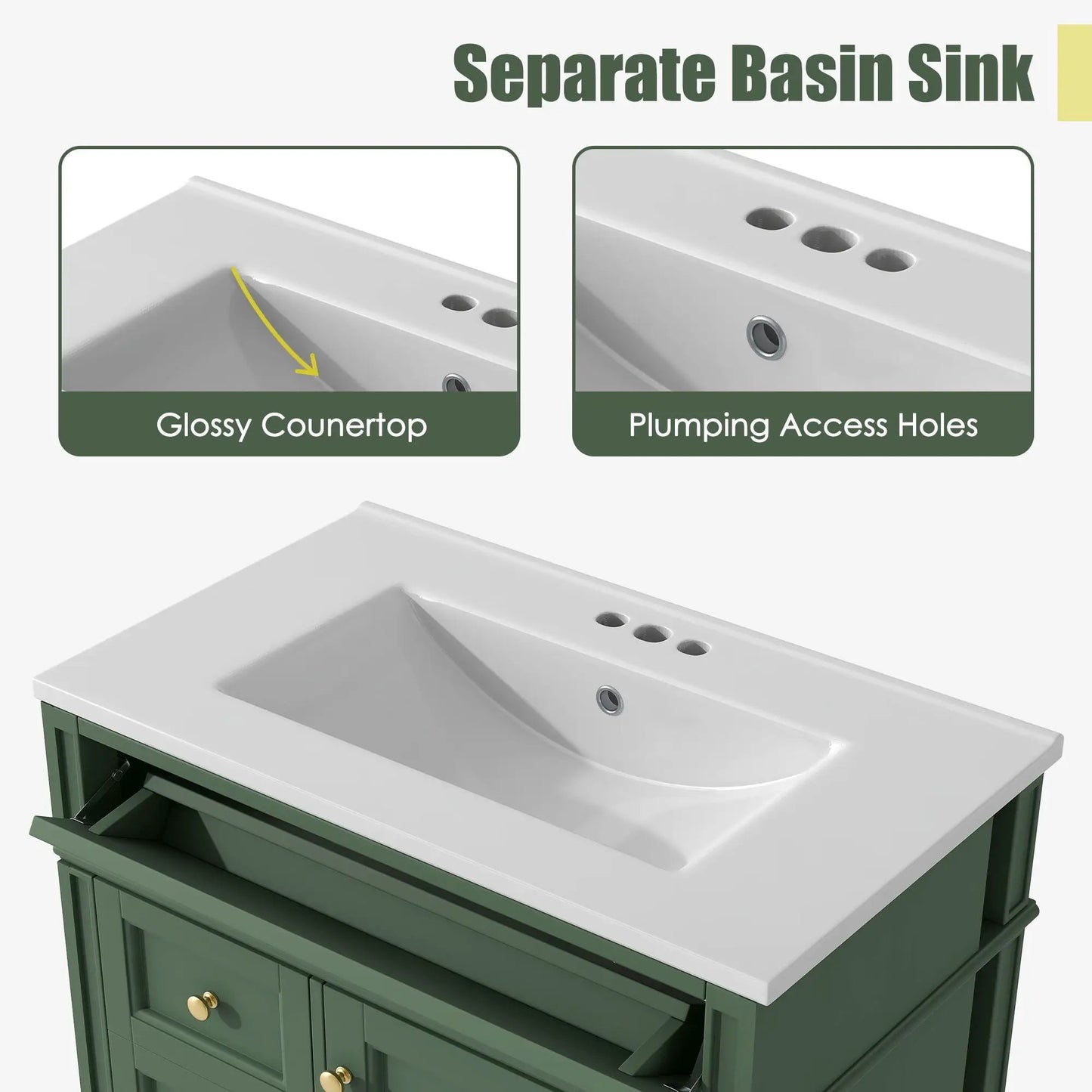 Bathroom Vanity With Top Sink and Storage Cabinet