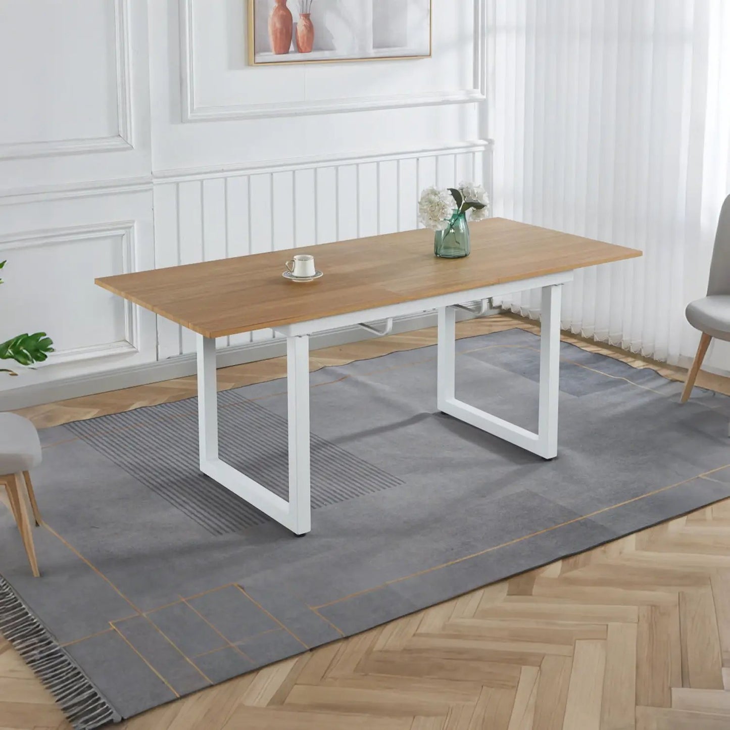 Square Extendable Dining Table With Metal Legs