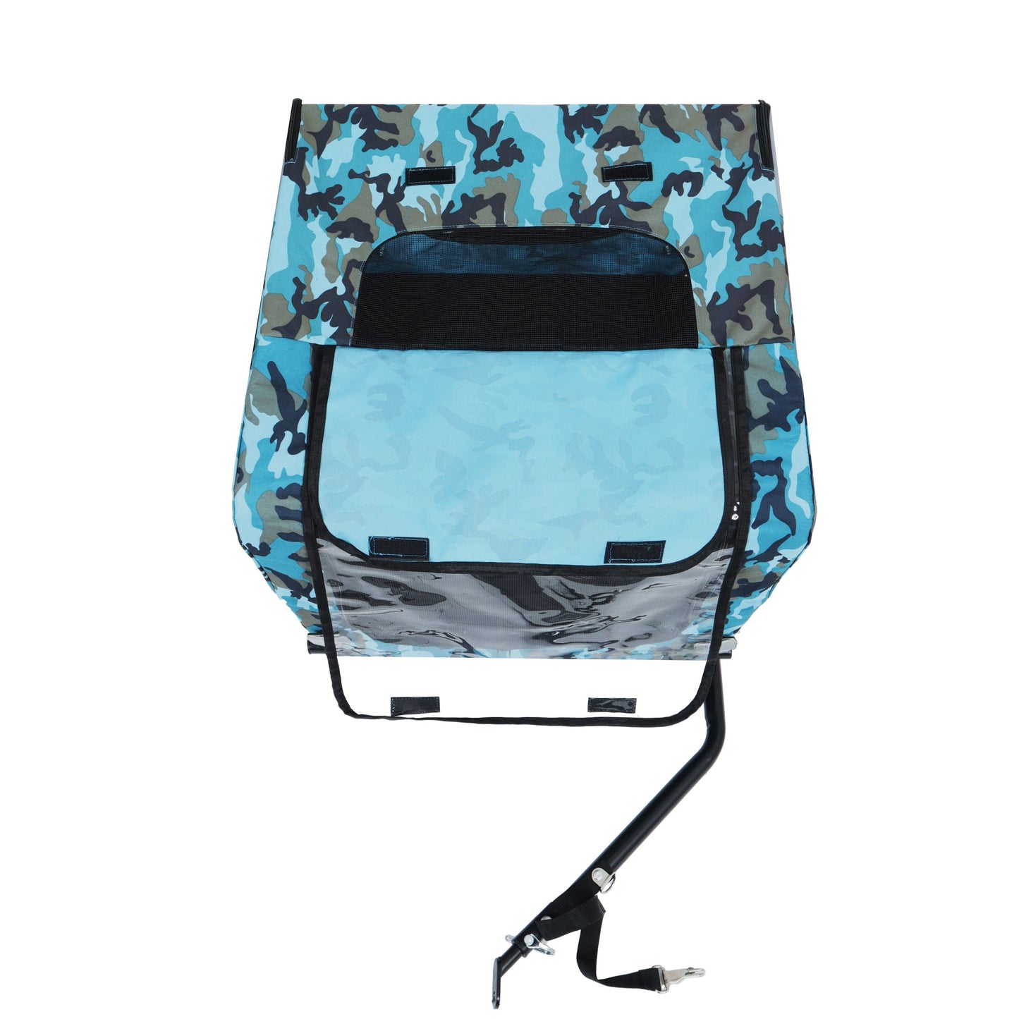 Outdoor Heavy Duty Collapsible Pet Bike Trailer blue camo with mesh window, 16 in wheels on Tampa Home & Garden Store