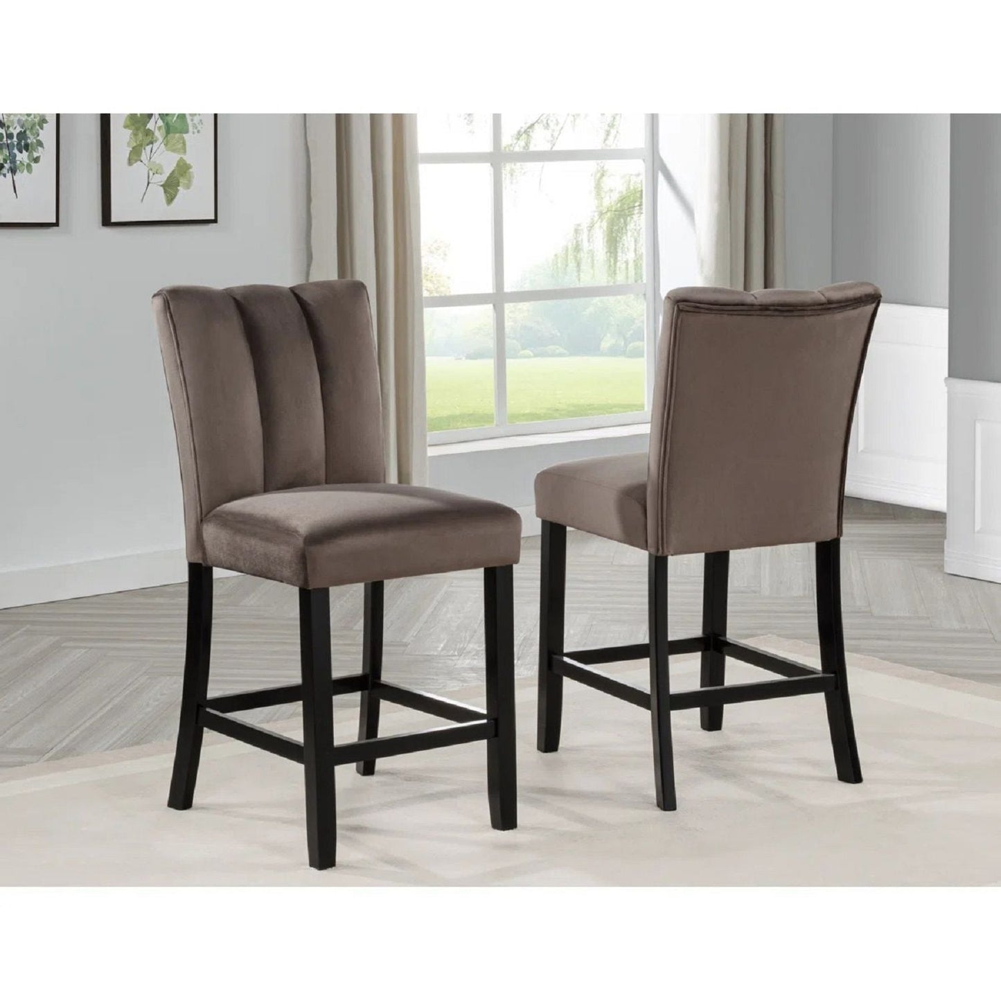 Luxury Velvet Counter Height Dining Chair and Set
