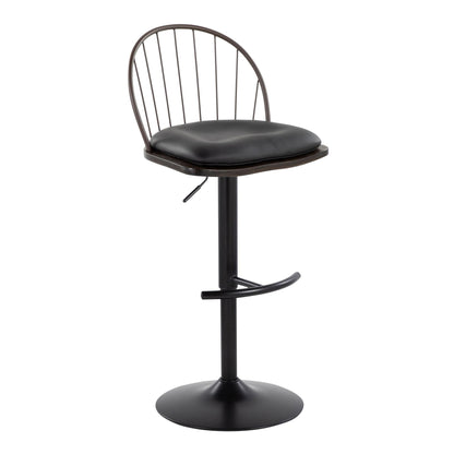 Farmhouse adjustable-height barstool set with swivel, bronze/black metal frame and black padded seat on Tampa Home & Garden Store