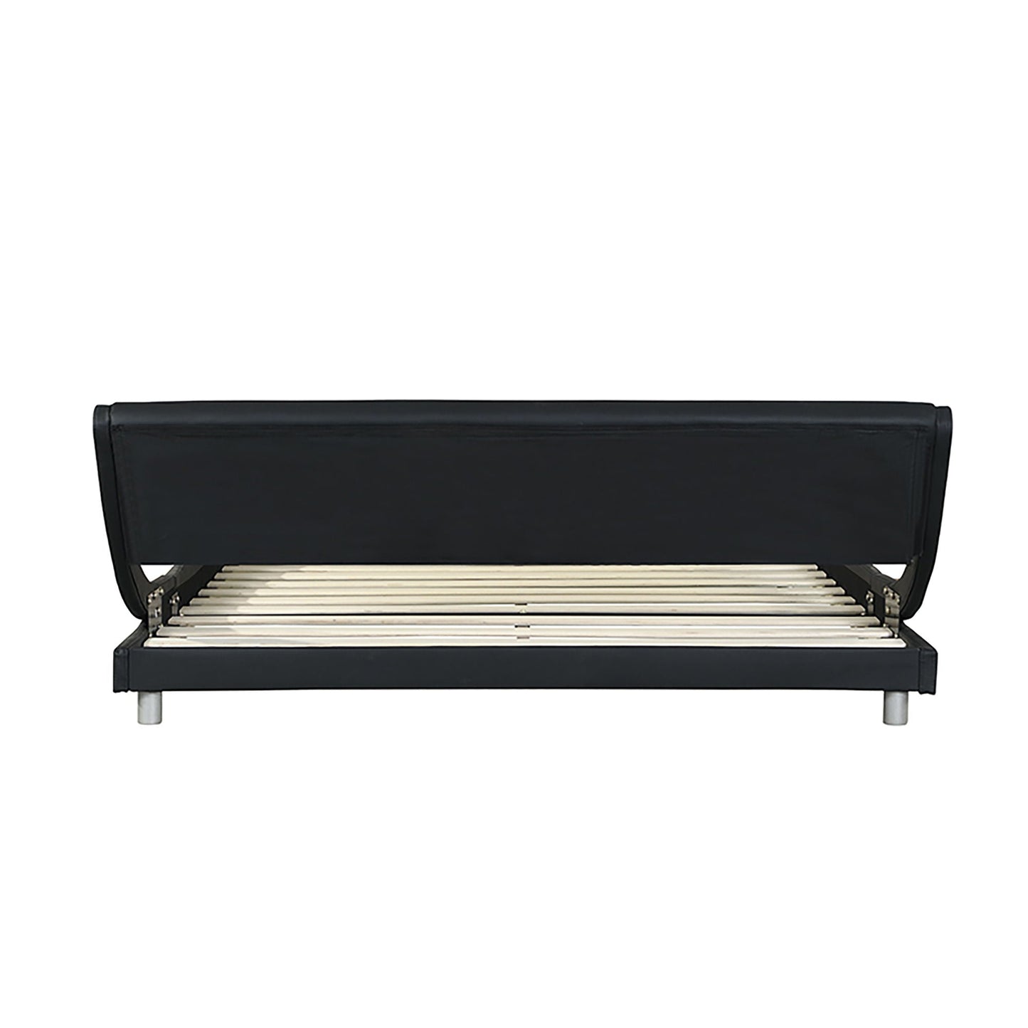 Queen Upholstered Led Bed Frame With Curve Black