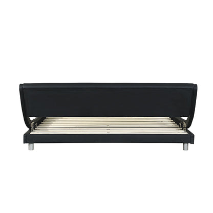 Queen Upholstered Led Bed Frame With Curve Black