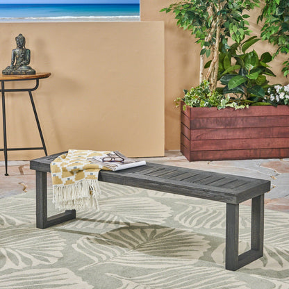 Realm outdoor bench with slat panel top and base in dark gray by HouseOfZazla on Tampa Home & Garden Store