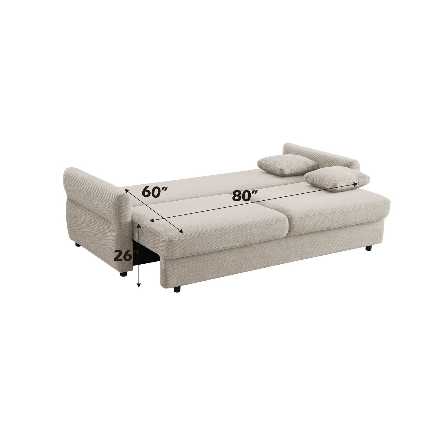 Haran pull-out sleeper sofa with storage in beige fabric on Tampa Home & Garden Store