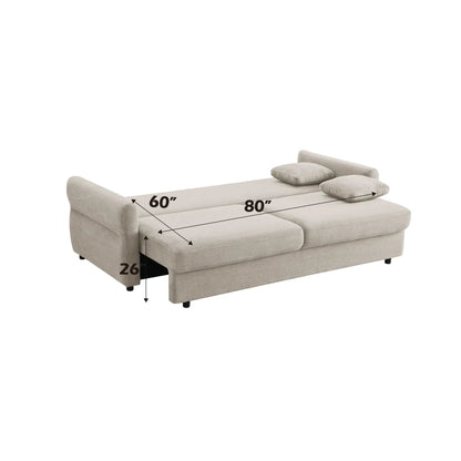 Haran pull-out sleeper sofa with storage in beige fabric on Tampa Home & Garden Store
