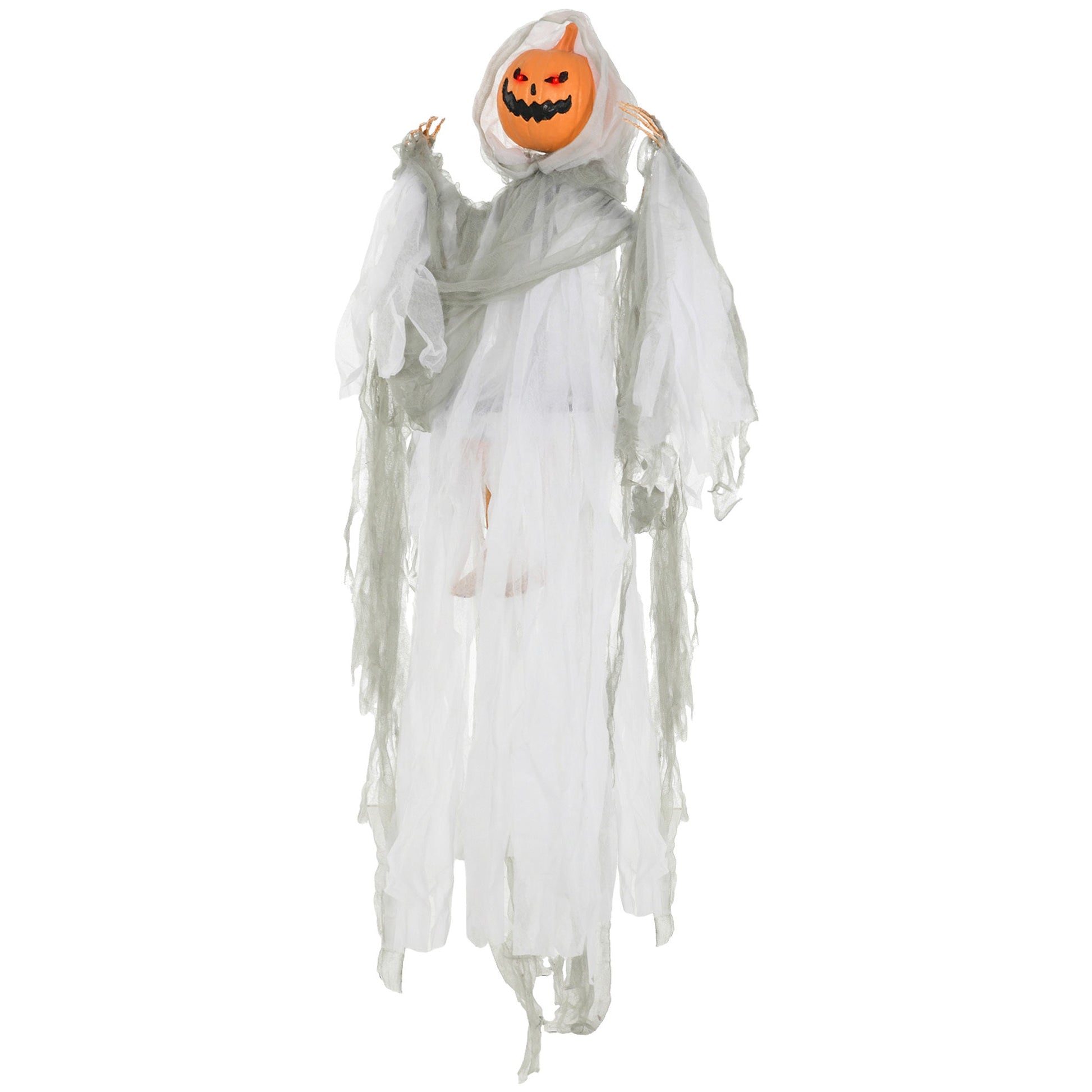 HouseOfZazla pumpkin ghost outdoor decor with light-up eyes and tattered robes on Tampa Home & Garden Store