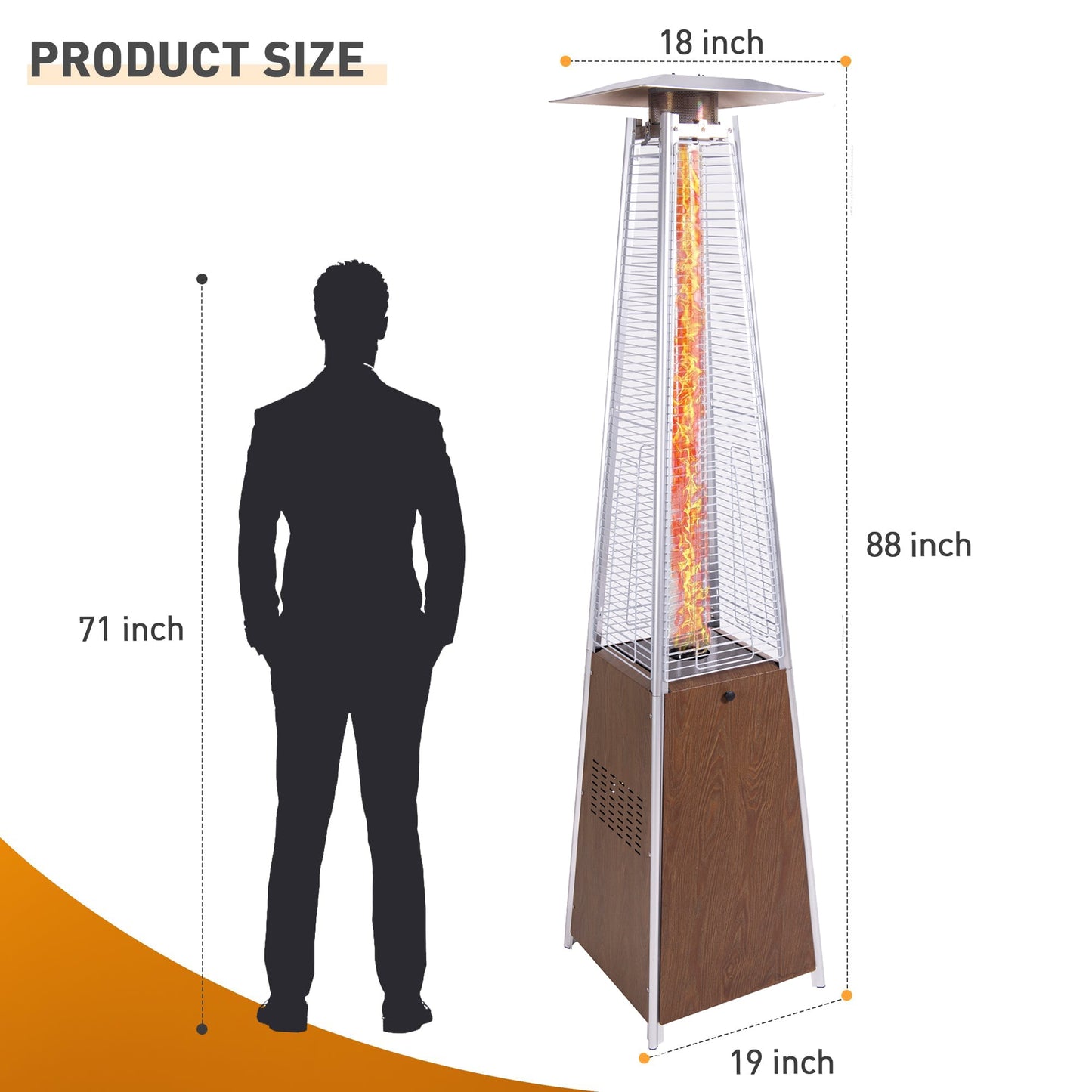 Outdoor Propane Patio Heater with Glass Tube