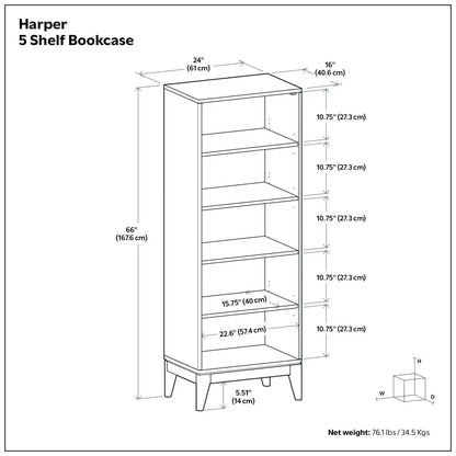 Harper 5 Shelf Bookcase with storage, 66in tall, 24in wide by Unique Piece Furniture on Tampa Home & Garden Store
