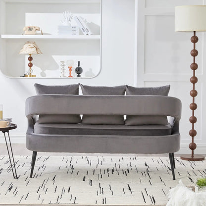 Open Back Loveseat Settee With Three Pillows