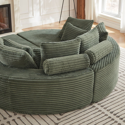 Round Oversized Sofa Bed with Throw Pillows