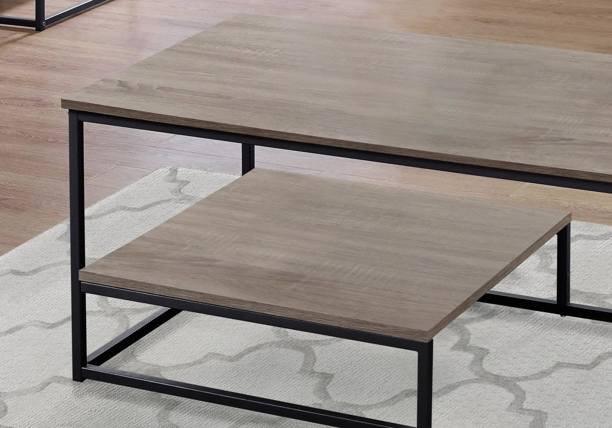 Nesting tables set of 3 in wood finish with black metal frames by Unique Piece Furniture on Tampa Home & Garden Store