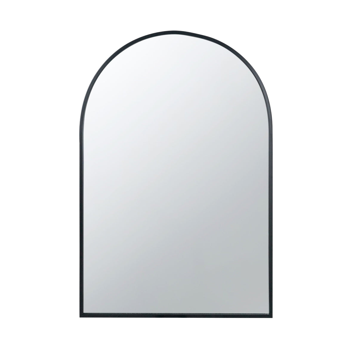 Arched mirror with black metal frame, reflective glass surface, HouseOfZazla wall mirror on Tampa Home & Garden Store