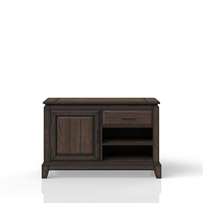 Office Storage Credenza Chocolate by HouseOfZazla; wood cabinet with doors and open shelves on Tampa Home & Garden Store