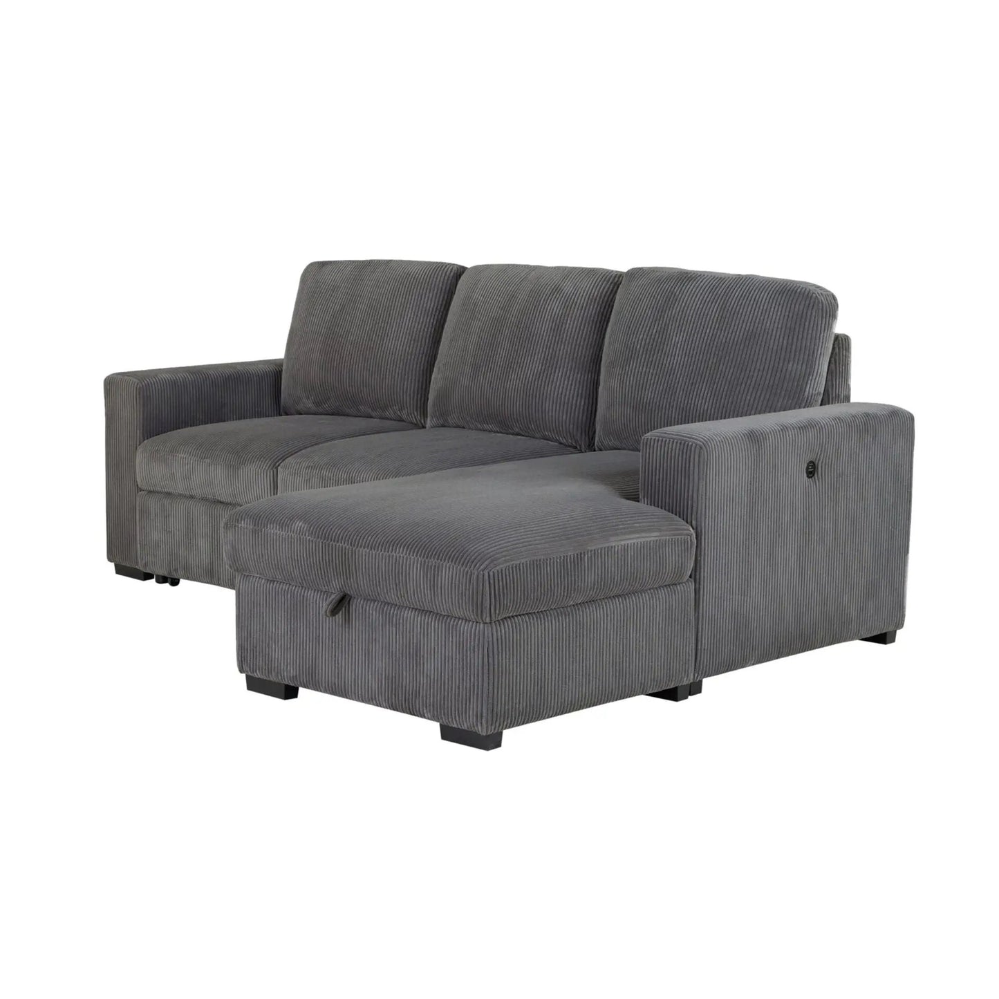 Melody Contemporary Design Sectional Sofa by Unique Piece Furniture in gray corduroy upholstery on Tampa Home & Garden Store