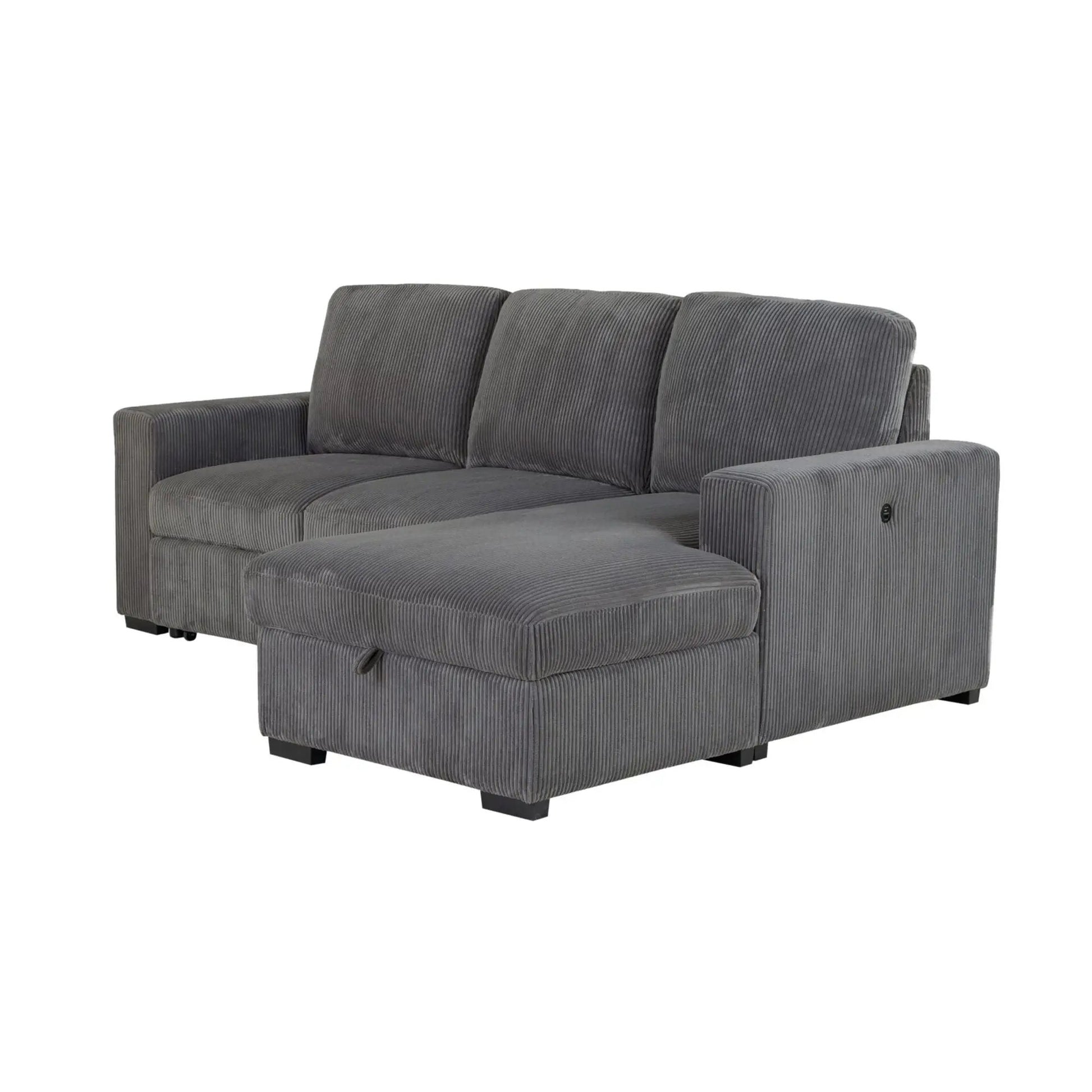 Melody Contemporary Design Sectional Sofa by Unique Piece Furniture in gray corduroy upholstery on Tampa Home & Garden Store