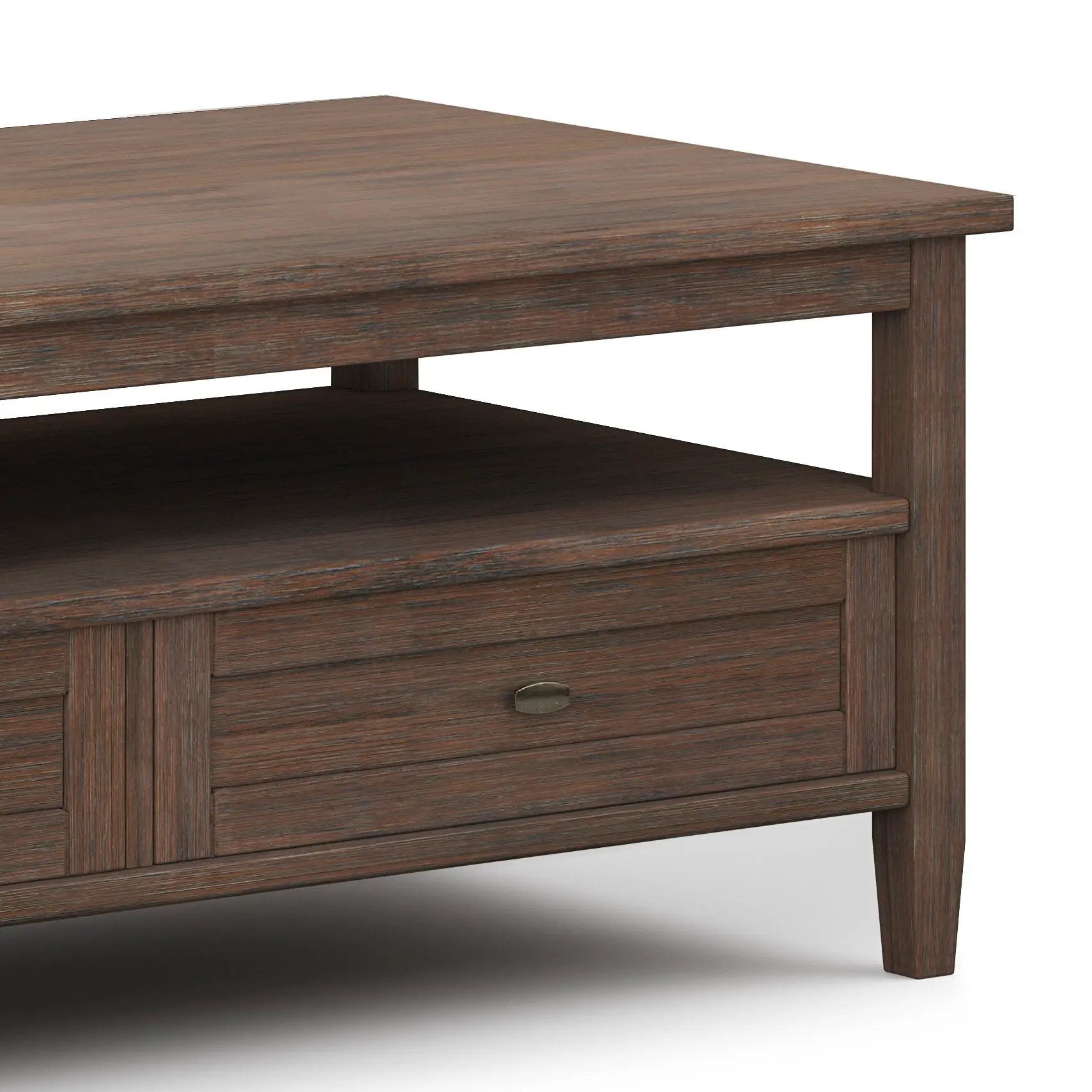 Warm Shaker coffee table in dark brown wood with drawer and open shelf Unique Piece Furniture on Tampa Home & Garden Store
