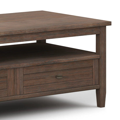Warm Shaker coffee table in dark brown wood with drawer and open shelf Unique Piece Furniture on Tampa Home & Garden Store