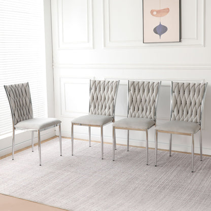 Modern dining chair set with ergonomic back, gray fabric and chrome legs, multiple chairs on Tampa Home & Garden Store