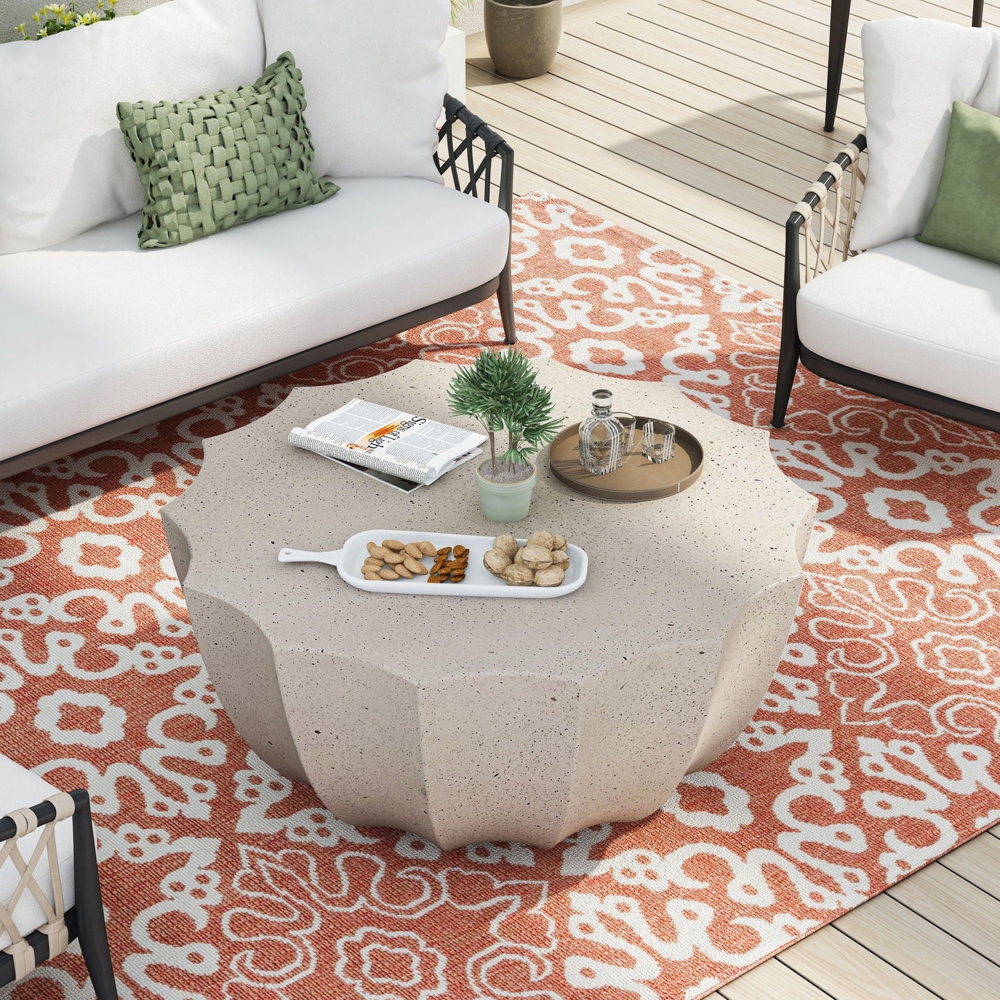 Modern Round Coffee Table for Patio or Deck