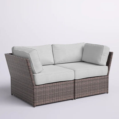 Brown Outdoor Wicker Patio Loveseat With Cushions