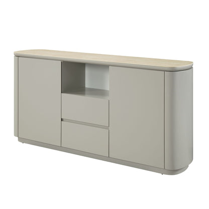 Ingram ceramic top server with light gray body and light wood-toned top on Tampa Home & Garden Store