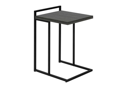 C-shaped accent table with dark woodgrain top and black metal frame by Unique Piece Furniture on Tampa Home & Garden Store