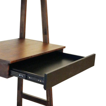 Ladder Desk and Shelf In Natural Wood Finish