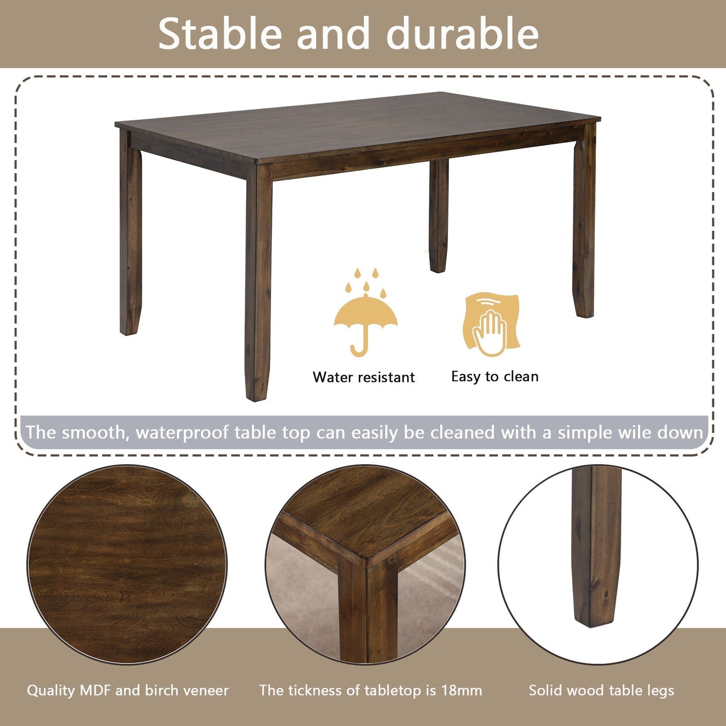 Six Piece Dining Set With A Bench And Four Chairs