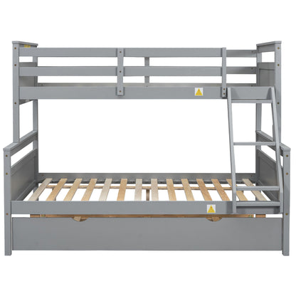 Bunk bed frame by HouseOfZazla with ladder and safety guardrail, gray metal finish on Tampa Home & Garden Store