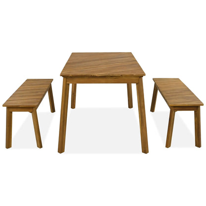 Acacia Wood Table Bench Set for Outdoor Patio