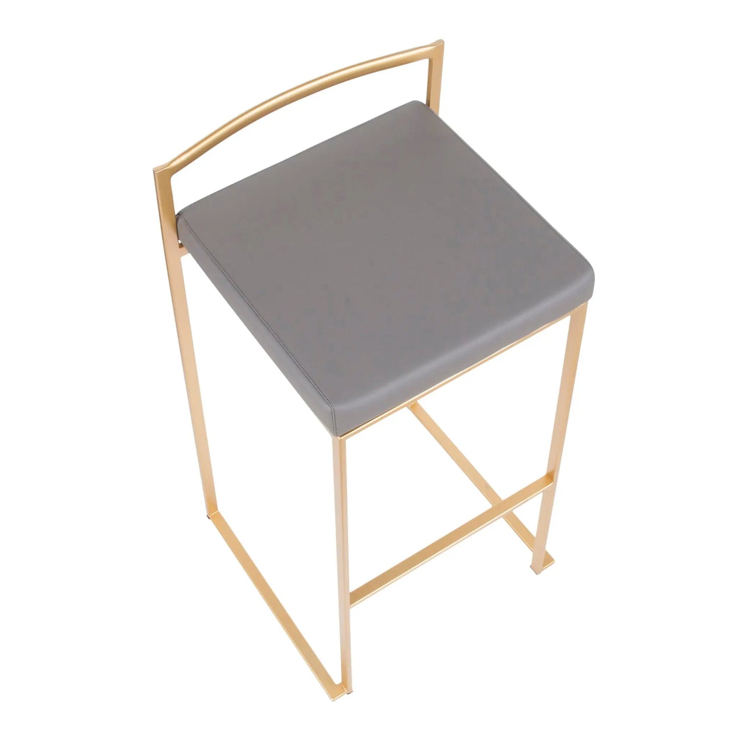 Fuji Contemporary Glam barstool, gold metal frame, grey cushion, Unique Piece Furniture on Tampa Home & Garden Store