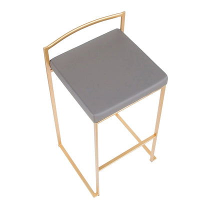 Fuji Contemporary Glam barstool, gold metal frame, grey cushion, Unique Piece Furniture on Tampa Home & Garden Store