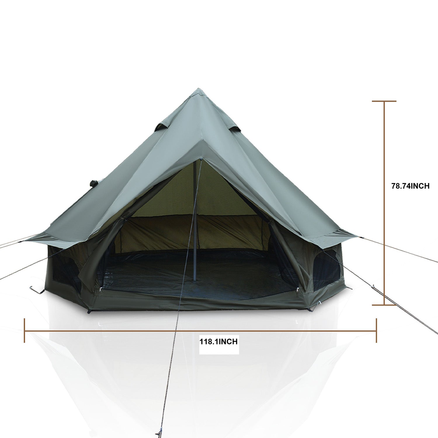 GemGear Oxford Bell Tent 13.1ft green tent with center pole and open front on Tampa Home & Garden Store