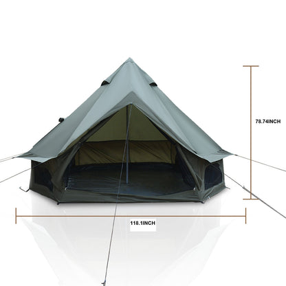 GemGear Oxford Bell Tent 13.1ft green tent with center pole and open front on Tampa Home & Garden Store