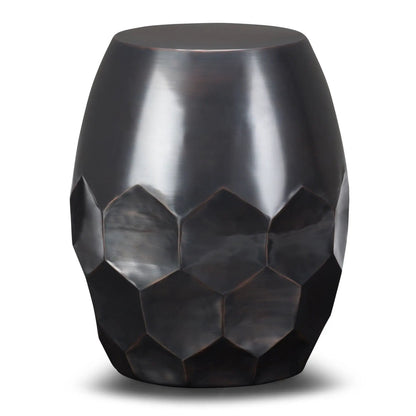 Flanigan Handcrafted Metal Accent Table gunmetal finish with faceted geometric base on Tampa Home & Garden Store