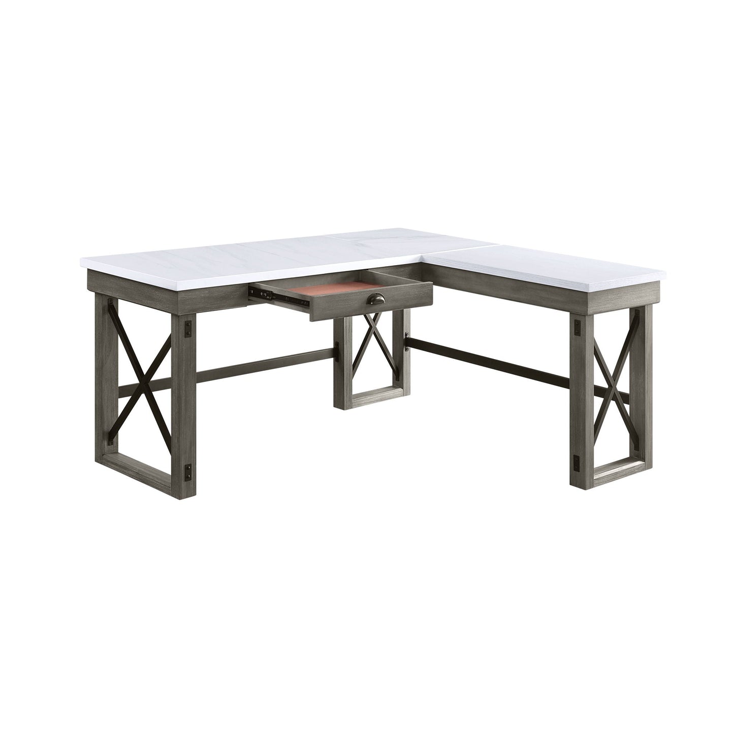 Talmar Marble Top Weathered Writing Desk with Lift Top two-piece gray wood corner desk on Tampa Home & Garden Store