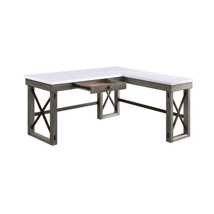 Talmar Marble Top Weathered Writing Desk with Lift Top two-piece gray wood corner desk on Tampa Home & Garden Store