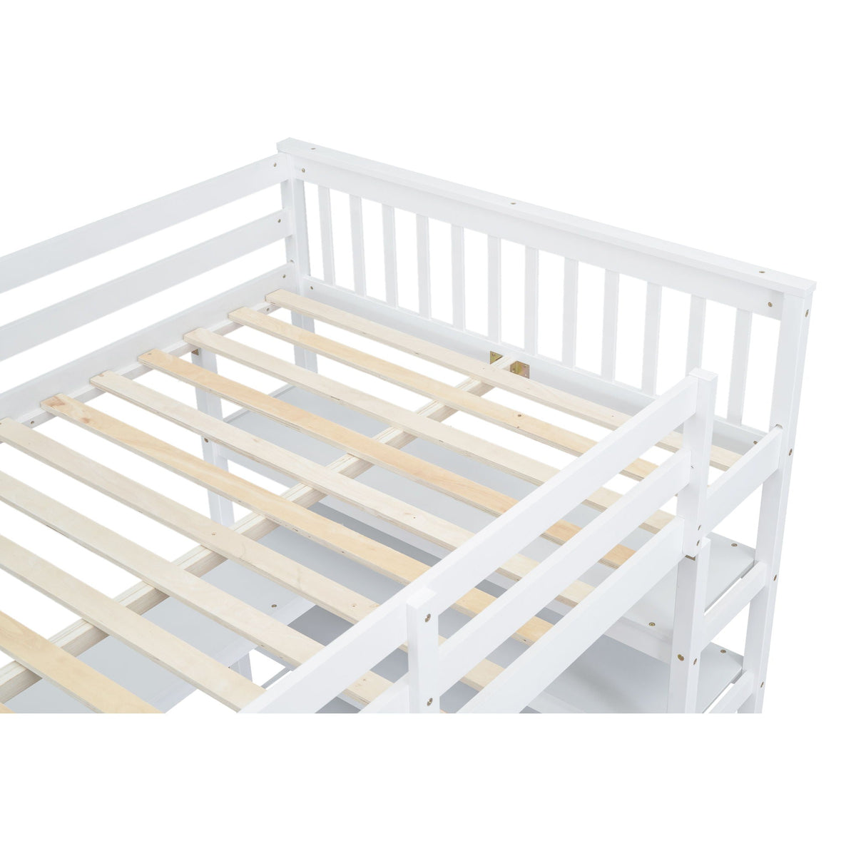 Loft bed with storage shelves and under-bed desk, white frame by HouseOfZazla, Loft Beds on Tampa Home & Garden Store