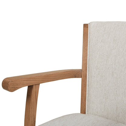 Williams Swivel Bar Stool with Armrests beige fabric solid hardwood frame 28-30 HouseOfZazla on Tampa Home & Garden Store